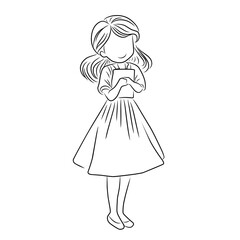 girl in a dress hold a book