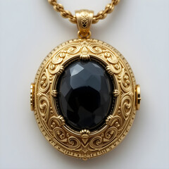 gold locket with black diamond 