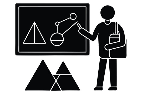 Student Solving Math Equations Vector Design

