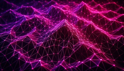A net of diamond polygons in neon fuchsia each vertex meeting in
