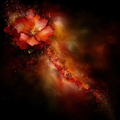 Vibrant Abstract Flower Design with Colorful Swirls and Textures