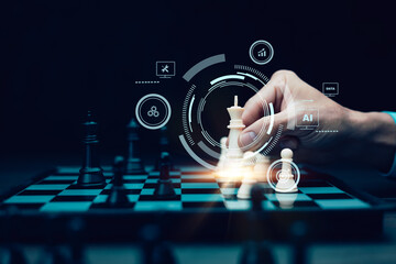Smart Chess Merging classic strategy with advanced technology, symbolizing precision...