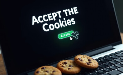 laptop and cookies accept the cookies