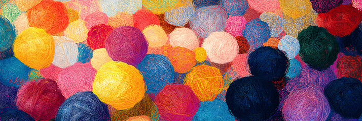 Intricate Tangled Tapestry: Symphonic Array of Multicolored Yarn Balls