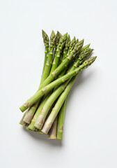 Fresh Green Asparagus Bunch on White Background
