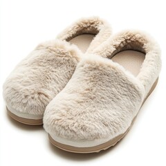 Soft and Fuzzy Winter House Slippers for Women on White Background
