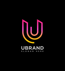 Modern U Letter Logo Design, Gradient, Brand Identity, Minimalist, Creative, Unique, Abstract, Line  © JustPrint