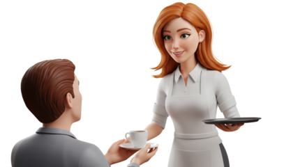 Serving Coffee with a Smile in a Contemporary Cafe Setting