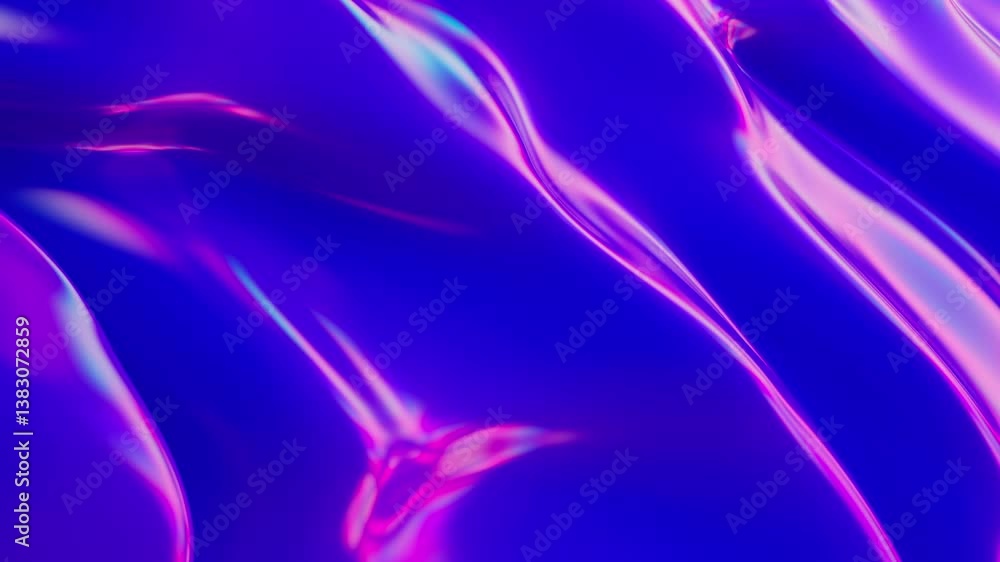 Poster abstract futuristic animation of liquid neon with a beautiful background of fluorescent neon waves. 