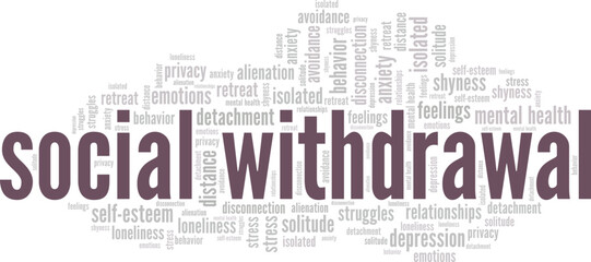 Fototapeta premium Social Withdrawal word cloud conceptual design isolated on white background.