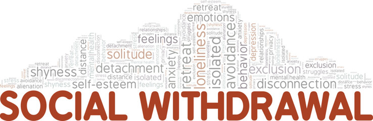 Social Withdrawal word cloud conceptual design isolated on white background.