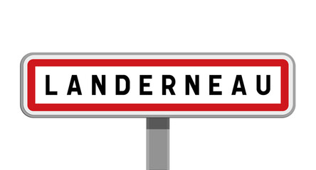 Panneau sur poteau central de Landerneau, Finistère, Bretagne