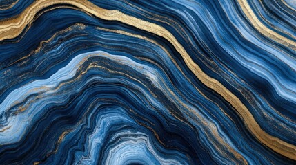 Abstract Blue and Gold Marbled Texture