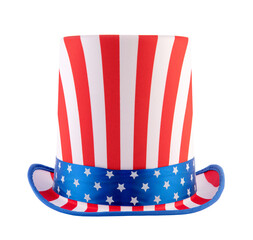 Extra tall American hat isolated on white background