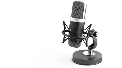 Microphone on a stand against a white background