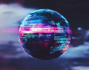 Abstract sphere with digital glitch effect (1)