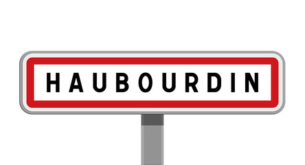 Panneau sur poteau central de Haubourdin, Nord, Hauts-de-France