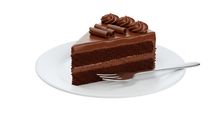 Indulge in Delicious Chocolate Cake Slice on Elegant White Plate