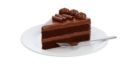 Indulge in Delicious Chocolate Cake Slice on Elegant White Plate