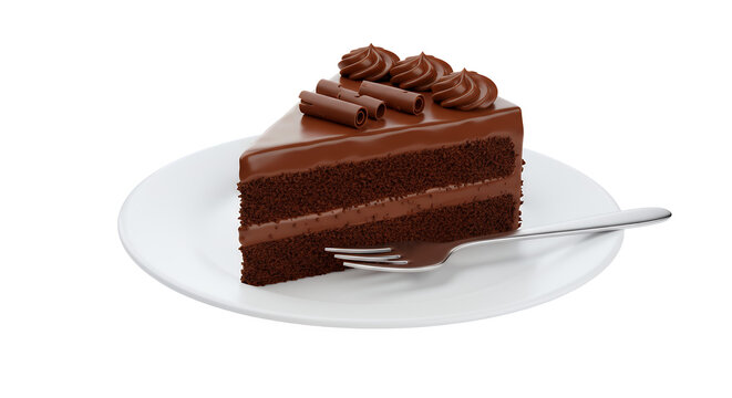 Indulge in Delicious Chocolate Cake Slice on Elegant White Plate