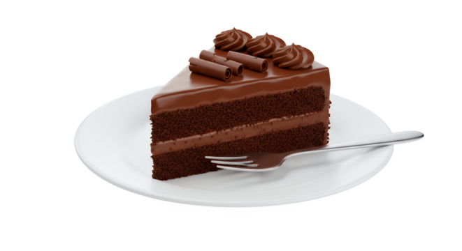 Indulge in Delicious Chocolate Cake Slice on Elegant White Plate