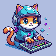 neon hacker kitty
