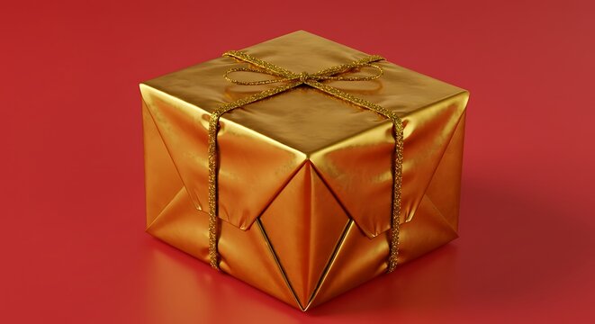 Crimson Gold Cube AI Generated