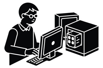 Student Learning Computer Hardware Components Vector