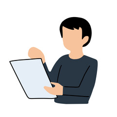 man with paper reports 