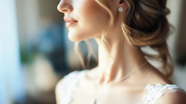 Elegance Unveiled: Portrait of a woman with soft features, a graceful neck, and intricate hair details, suggesting beauty and refinement