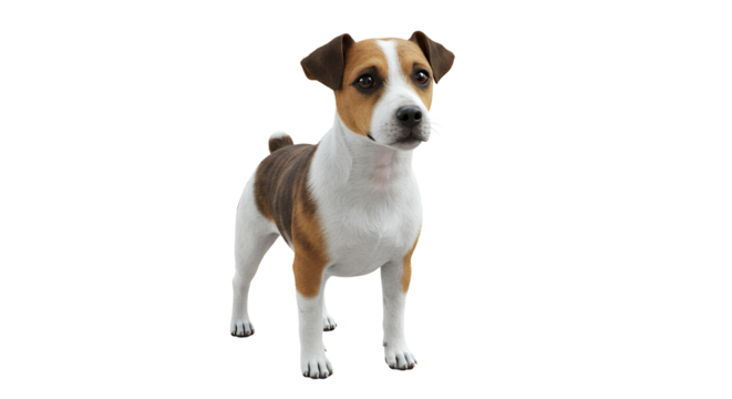 Playful Dog Standing Proudly with Bright Eyes and Alert Expression