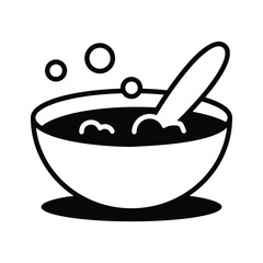 Trendy glyph style icon depicting iftar food bowl