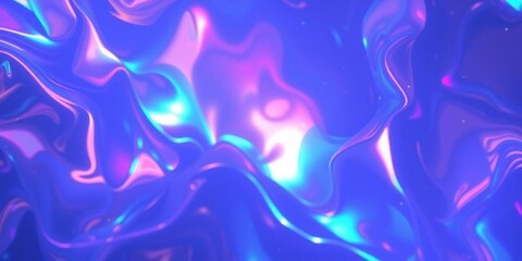 Abstract Holographic Background Iridescent Purple Pink Blue Liquid Swirls