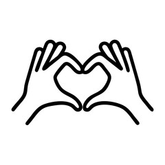 Obraz premium Hands making heart shape vector illustration love gesture hand drawn design element outline heart hands symbol
