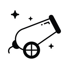 Easy to edit glyph style icon depicting cannon shot