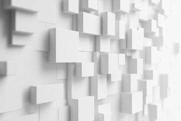 Fototapeta premium Abstract White Cubes Floating Wall Design for Modern Architecture Concepts
