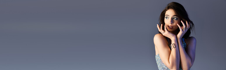 Fashionable young woman enjoying vibrant summer vibes in a stunning outfit