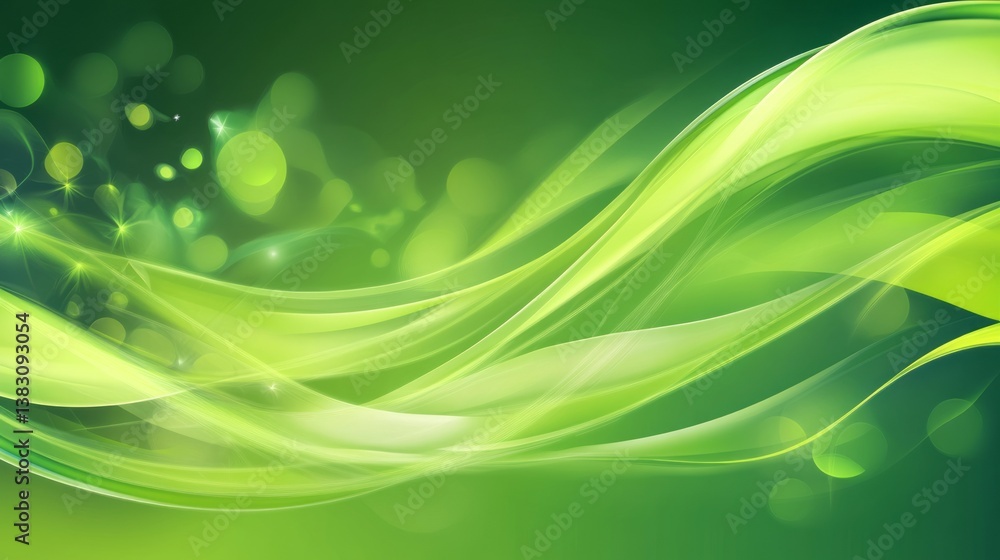 Poster modern futuristic green background design featuring dynamic abstract patterns and sleek, flowing lin