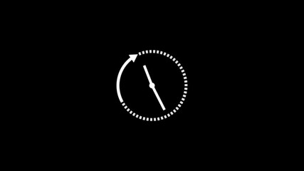 Clock icon countdown 24hour day fast speed animation.