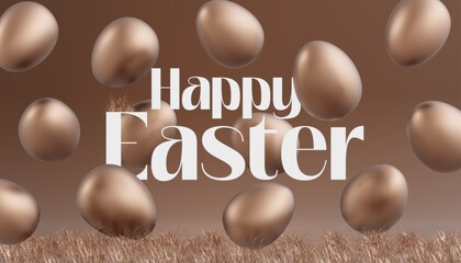 Happy Easter background in trendy chocolate colors