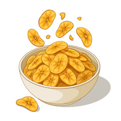 Digital Vector Illustration of Traditional Malaysian and Indonesian Banana Chips Kerepek Pisang