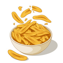 Digital Vector Illustration of Traditional Malaysian and Indonesian Banana Chips Kerepek Pisang