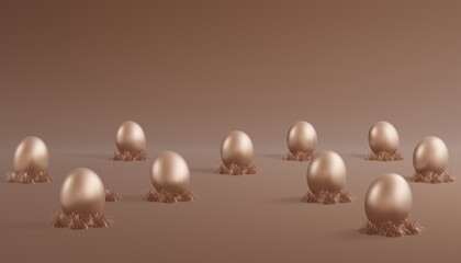 Happy Easter background in trendy chocolate colors