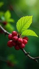 Leaf cluster on tree branch, plant life, nature