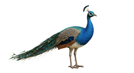 Fototapeta premium Majestic Peacock Displaying Its Vibrant Feathers in Nature Setting
