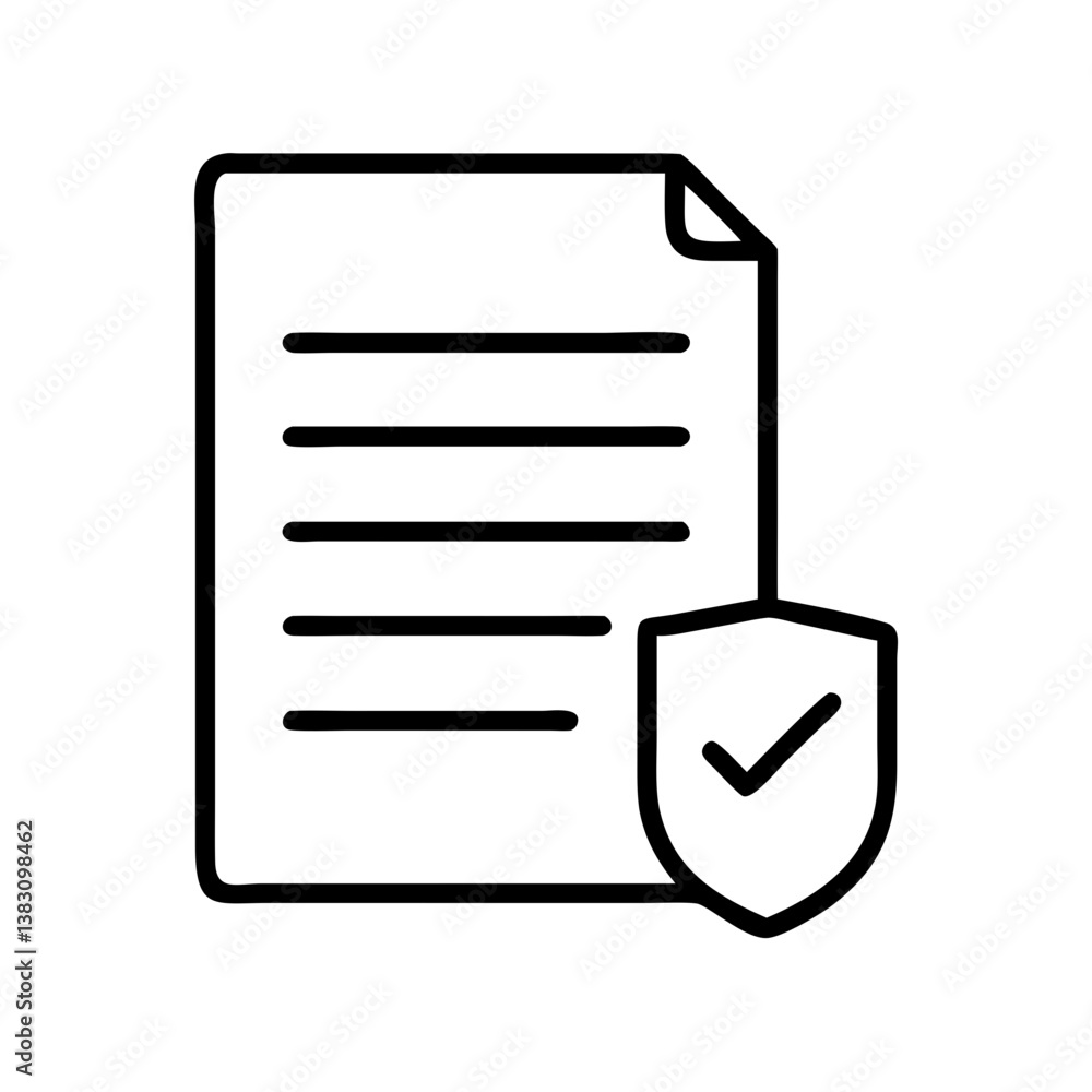Poster secure document file with shield check mark icon for data protection and privacy compliance concept 