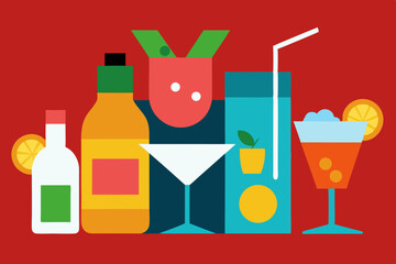 set of cocktails and drinks
