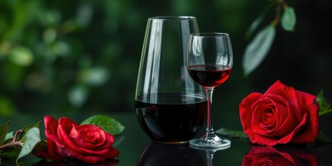 Romantic Red Wine with Roses Love Date Valentine s