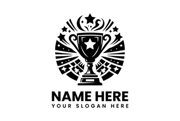 Bold Trophy Cup with Laurel Graphic. Sports Award Design