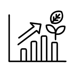 Growth chart with arrow and plant icon for business success and sustainable development presentation vector